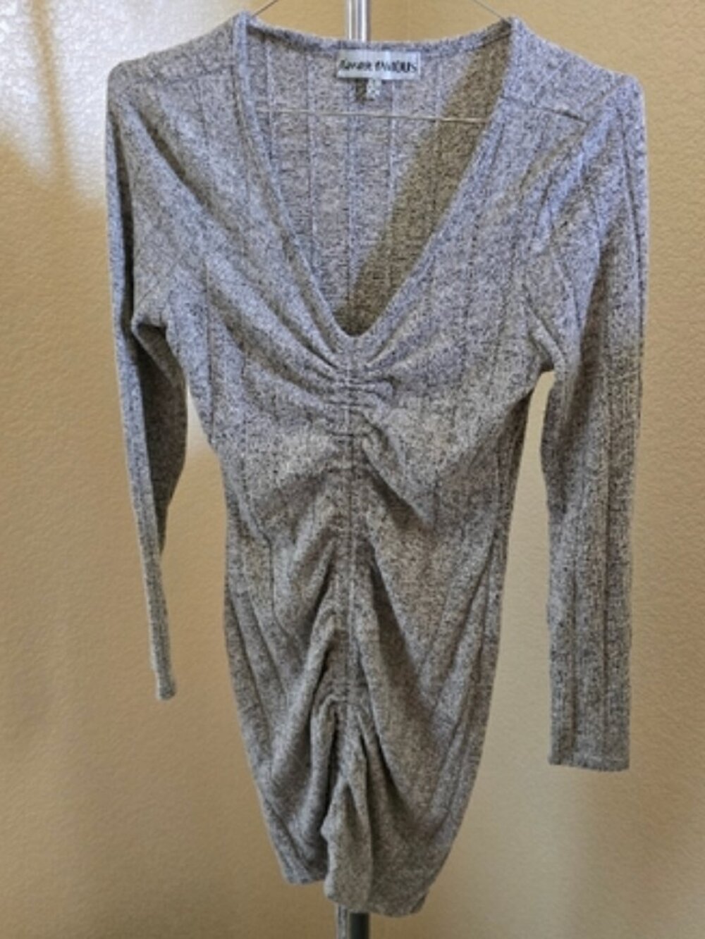 Almost Famous Gray Ruched Midi Dress